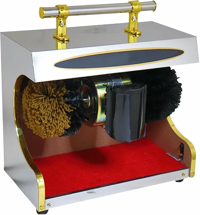 Electric Shoe Shine Polisher, Commercial Automatic Shoe Polishing Machine with Double Combination Brush for Hotel Entrance Hall
