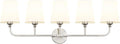 Bathroom Vanity Light, Brushed Nickel Bathroom Light Fixtures, 5-Light Lighting Fixtures Over Mirror, Modern Wall Sconce with Flared White Fabric Shade, E26 Socket(ETL Listed)