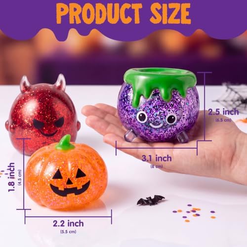 JOYIN 6 PCS Halloween Glitter Squishy Toys, Slow Rising Squishy Toys, Anxiety Relief Stress Balls, Sensory Toy for Kids Teens, Party Favors, Trick or Treating, Classroom Prize