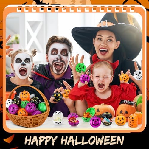 Lallisa 120 Pcs Halloween Pumpkin Container Bucket Plastic, Colorful
