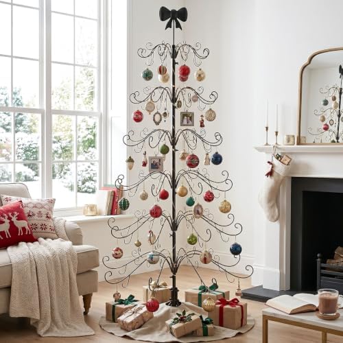Karl Home 6 ft Wrought Iron Bow-Top Ornament Display Tree, Black
