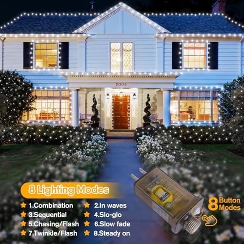 SAUIRS 600FT 1500 LED Christmas Lights Outdoor String Lights with 8 Modes Timer Waterproof Fairy Light Plug in for Outside Indoor Party Xmas Palm Tree Yard Wedding Decorations(Cool White)