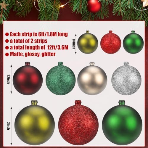 2 Pcs 6 ft Christmas Ball Ornament Garland, Retro