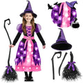 Spooktacular Creations Girls Light Up Bat Witch Tutu Costume, Toddlers Dress with Hat Broom for Kids Halloween Themed Parties