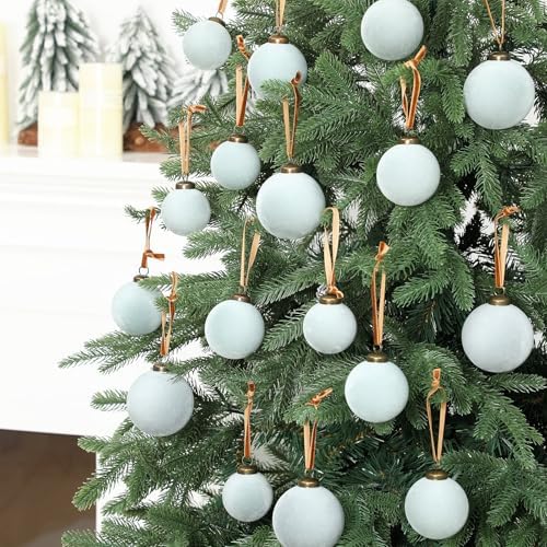 Foilswirl 36 Pcs Gray Blue Velvet Christmas Balls, 2.36", 2.76", 3.15"