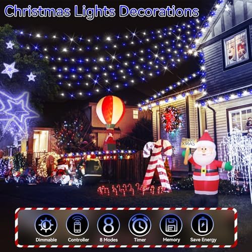 Hezbjiti 2Pack 1000 LED 403 FT Christmas Lights Outdoor String Lights 8 Modes with Timer Memory Waterproof Fairy Lights Plug in for Classroom Bedroom Wedding Party Holiday Xmas Decorations(Blue+White)
