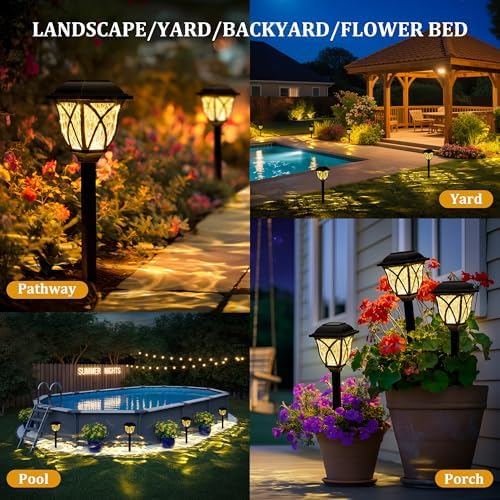 GIGALUMI 8 Pack Solar Lights Outdoor Waterproof, LED Solar Garden Lights