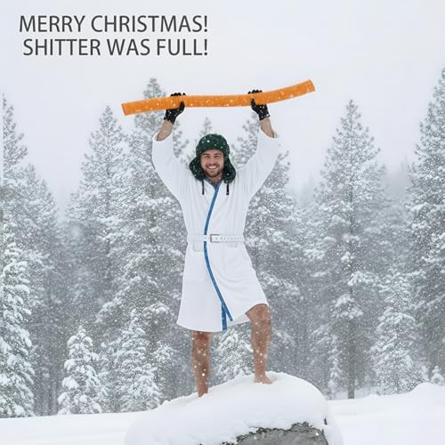 Halloween Costume for Men, 4pcs Funny Christmas Costume with White Robe Men, Hat, Orange Tube and Belt, Funny Men's Holiday Outfit for Halloween Christmas Cosplay Parties