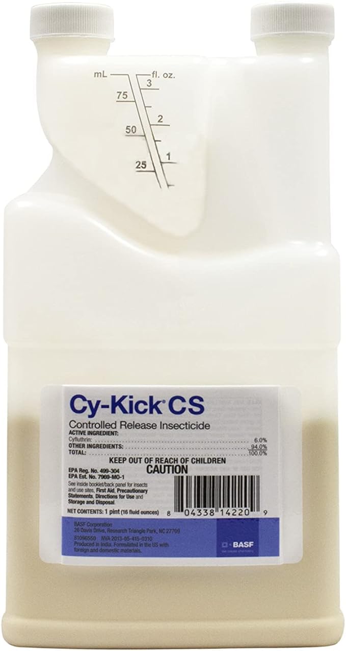 BASF Cy-Kick CS Insecticide, Controlled Release Indoor Outdoor Pest Control for Mosquitos, Flies, Ants, Fleas, 16 Ounces Concentrate Liquid
