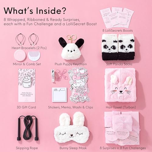 HAPPY LOLLI LolliBox Birthday Gift Set for Tween & Teen Girls Ages 8–15, Ready to Gift, 8 Individually Wrapped Gifts