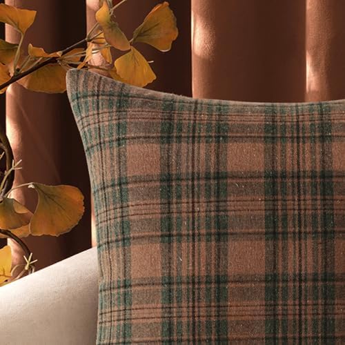 MIULEE Fall Plaid Pillow Covers Scottish Tartan 12x20 Terracotta Brown