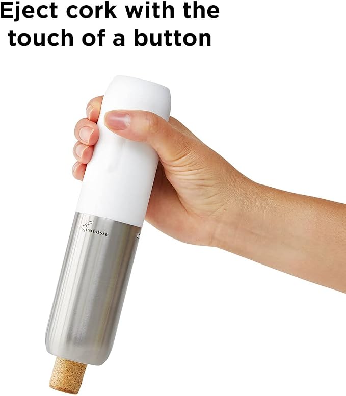 Rabbit Compact Electric Wine Opener - Electric Corkscrew with Built-In Foil Cutter, Rechargeable and Portable, Easy Wine Bottle Opening
