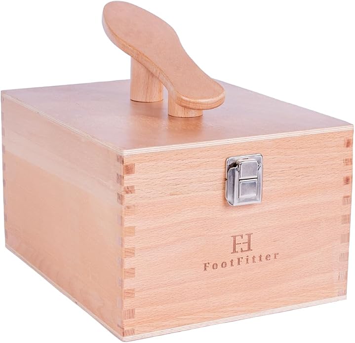 FootFitter Beech Wood Valet Box, Premium Shoe Shine Storage Organizer | Durable Beech Wood Construction with Storage Space for Shoe Care Tools & Attachable Shoe Rest for Cleaning & Polishing