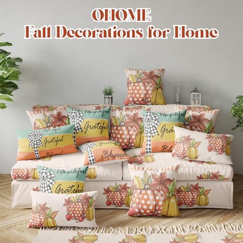 Fall Decorations for Home - Fall Pillow Covers 18x18 Inch | Thanksgiving Throw Pillows -Thanksgiving Decor for Couch-Friendsgiving Party Favors Decor Indoor Outdoor for Room Office Parlor