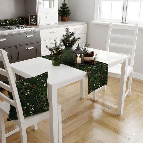 Christmas Party Decorations - Evergreen Holly Berry Xmas Table Runner