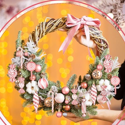 96 Pcs Christmas Tree Ornaments Rose Gold Candy Ball Ornament