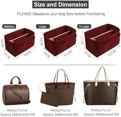 OMYSTYLE Purse Organizer Insert, Felt Tote Bag Organizer Insert with 5 Sizes, Handbag Dividers for Inside Purse, Compatible with Longchamp, Neverful, Speedy and More