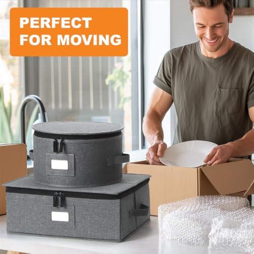 Kukikan China Storage Container, Hard Shell for Moving, 5 Pack Dish Storage