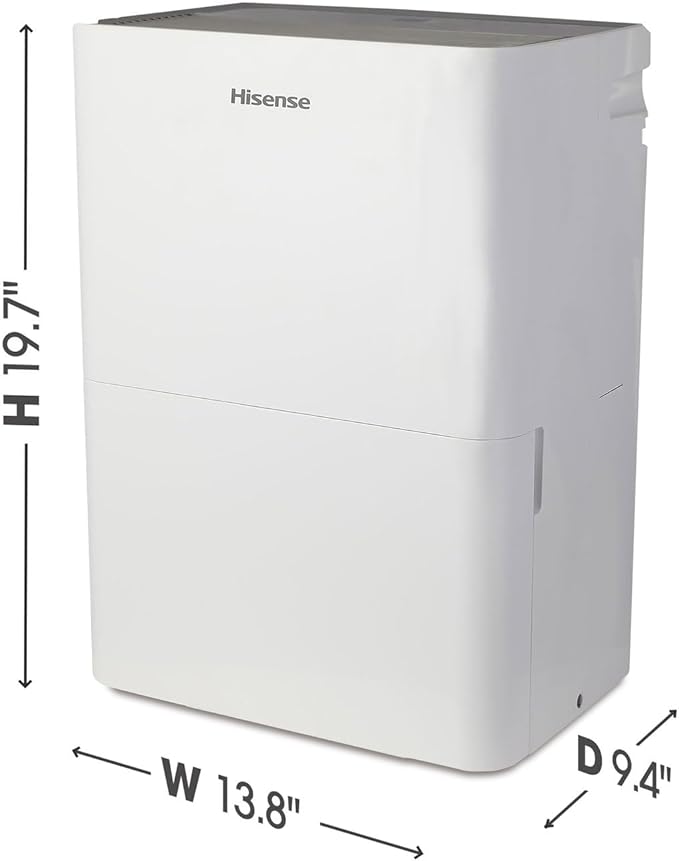Hisense 35 Pint Compact Portable Dehumidifier with Slide-Out Bucket, Energy Efficient Quiet Humidity Absorber for Bathroom Bedroom Garage Attic Home Crawl Space, 3000 Sq. Ft.