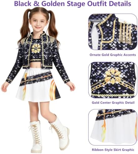 Golden Pop Performer Costume Kids Girls Halloween Costumes Cosplay Outfit