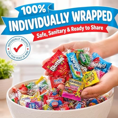 Candy Variety Pack - Assorted Candy Party Mix - 4 LB Bag - Sweets Assortment - Bulk Individually Wrapped - Pinata Candies - Mixed Candies - Queen Jax - Deluxe Mix - July 4th (Pack of 4)