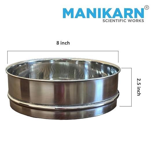 Test Sieve 8 Inch (200mm) – 20 Micron Mesh – Grade 304 Stainless Steel Frame & Mesh – Laboratory Sieve for Soil, Sand, and Particle Size Analysis