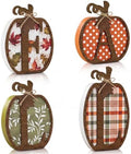 4 Pcs Fall Pumpkin Decor, Wooden Autumn Fall Decorations for Home