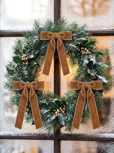 SIMISI RIBBON 24Pcs Christmas Velvet Ribbon Bows Decorations for Tree