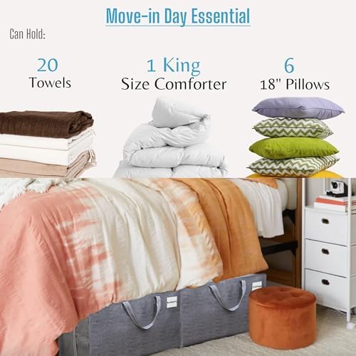 VENO 6 Pack Extra Large Heavy Duty Moving Bags with Wide Opening & Reinforced Handles, Reusable Storage Tote Bags with Strong Zippers for Clothes, College Dorm Essentials & Moving Supplies