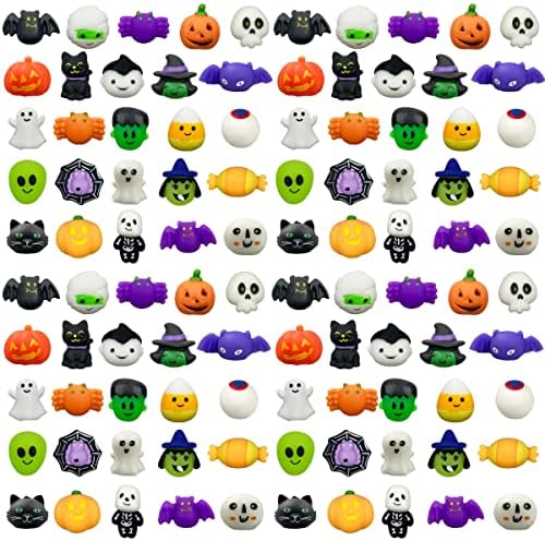 Anditoy 100 PCS Halloween Mochi Squishy Toys Squishies for Kids Girls Boys Halloween Party Favors Halloween Treat Bags Gifts