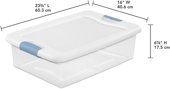 Sterilite 6-Pack Latching Box, Under Bed Storage Bins with Lids, Clear Plastic, 32 Quart - Heavy-Duty Organizing Containers for Closet, Bathroom, and Office