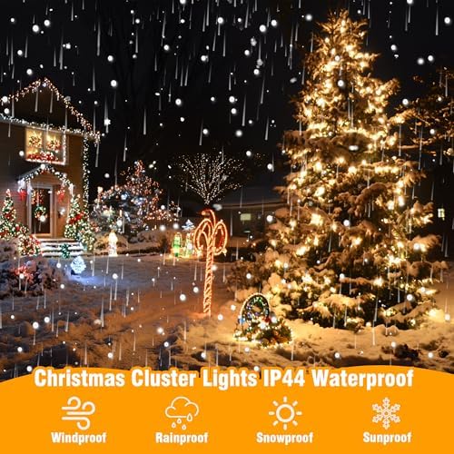 ASENEK Connectable Christmas String Lights 66FT 200 LED 8 Modes with Timer Decorative String Lights for Xmas Tree Patio Party Warm White