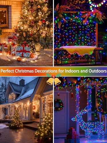 2 Pack 200LED Christmas Lights Indoor Outdoor Warm White to Multicolor