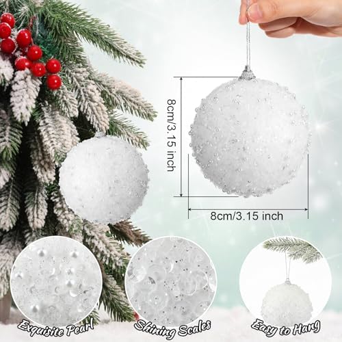 Lyrow 24 Pcs 3.15" Christmas Ball, White