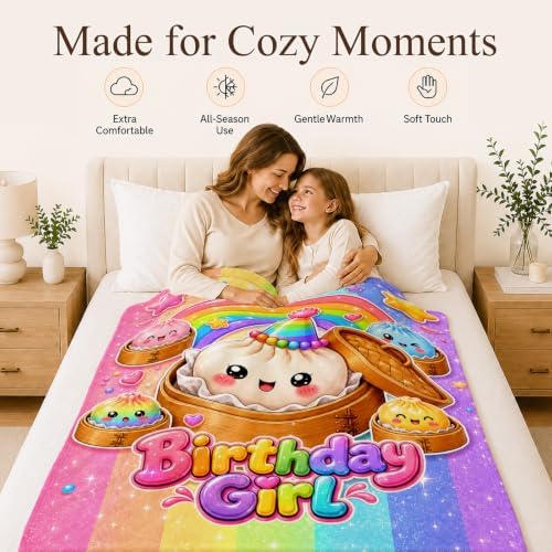 Girls Blanket 60" x 80" Dumpling Throw, Kids Teens Squishy Blanket