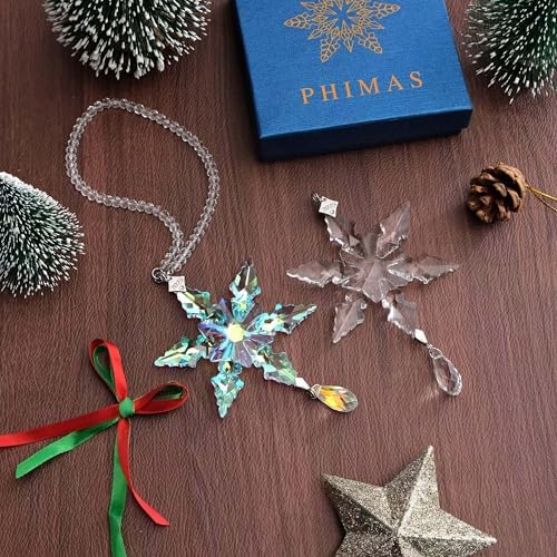 2026Annual Christmas Ornaments Crystal Snowflake Star - Christmas Tree Ornaments Pendant Sun Catcher Home Hanging Decor (2026 White Crystal 2 Layers)