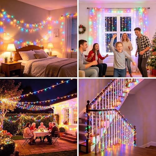 Pooqla 1000 LED Colorful Christmas Lights Outdoor String Lights, 328 ft