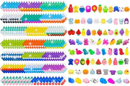 400Pcs Fidget Toys Bulk, Squishies Toys Sensory Stress Relief Mini Pop Keychain for Kids Party Favors Birthday Gifts