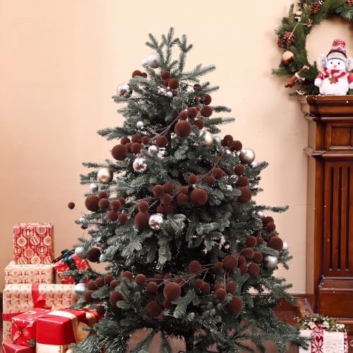 2 Pcs 9 ft Brown Velvet Christmas Ball Ornament Garland
