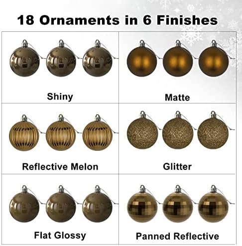 Vintage Copper 3.2" Large Christmas Balls - Christmas Tree Decoration Ornaments Shatterproof Hanging Balls for Birthday Halloween Holiday Wedding Decorations Set of 18pcs
