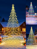 Outdoor Christmas Tree Lights with Pole, 16 FT, Warm White and Multicolor
