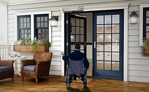 DSW120 Residential Handicap Swing Door Opener with 2PCS 304 Stainless Steel Hardwired Handicap Push Buttons+1PCS Stainless DC12V 550lbs Fail Safety Electric Lock
