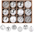 SHareconn 12ct 3.15 Inch Christmas Tree Balls Ornaments, Silver&White, 80mm