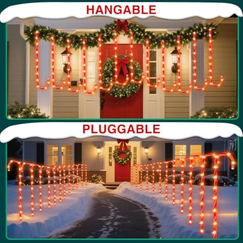 COOLWUFAN 28" 24 Pack Candy Cane Pathway Lights, Outdoor Christmas Decorations