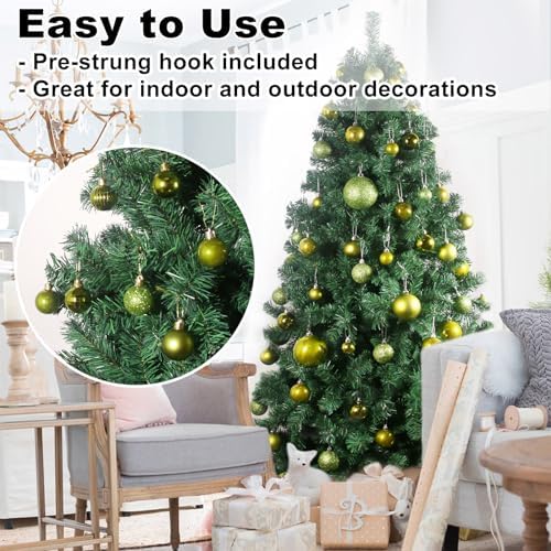 Lime Green 1.6" Small Christmas Balls Christmas Tree Decoration Ornaments Shatterproof Hanging Balls for Birthday St. Patrick's Day Easter Mardi Gras Holiday Wedding Decorations Set of 12pcs