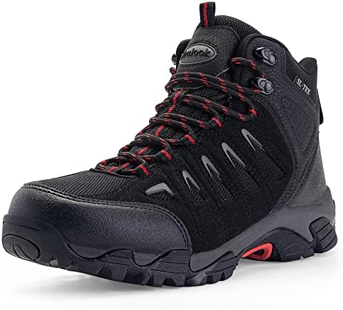 SHULOOK Men's Waterproof Hiking Boots Non-Slip Lightweight Mid Top Ankle Boot Breathable Hiker Trekking Shoes