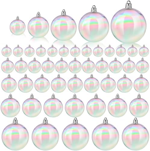 Shappy 50 Pcs Christmas Iridescent Ornaments Halloween Cauldron DIY, Clear