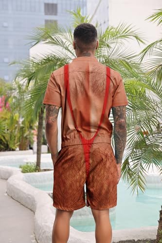 RAISEVERN Mens Romper Male Zipper Shorts Sleeve One Piece Bro Outfits