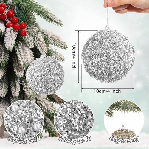 Lyrow 24 Pcs 4" Christmas Ball, Champagne Gold,Silver