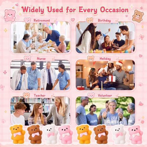 Thenshop 20 Pcs Bear with Pink Bow Balls 4 Colors Coquette Party Favors